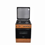 Scanfrost Gas Cooker 60X60 with 4 Gas (1 Wok) Burner, Gas Oven & Grill Rotisserie, Wood Finish| SFC6401NG